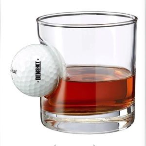BenShot Golf Ball Rocks 2 NEW IN BOX Glasses 11 oz Two Glasses